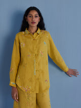 Alila Hand-Embroidered Linen Shirt -  Ochre