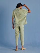 Mihen Elasticated Sleeve Linen Top - Mint