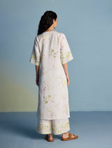 Para Hand-Embroidered Linen Kurta - White