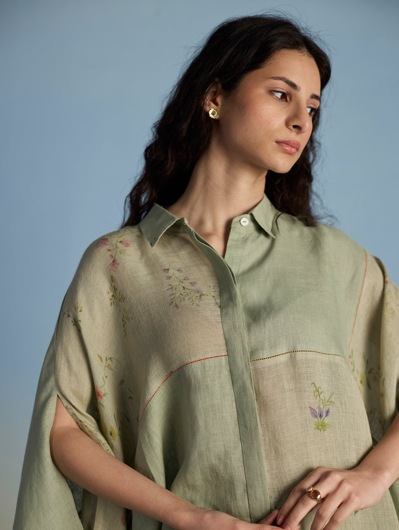 Osho Patchwork Kaftan Shirt - Mint