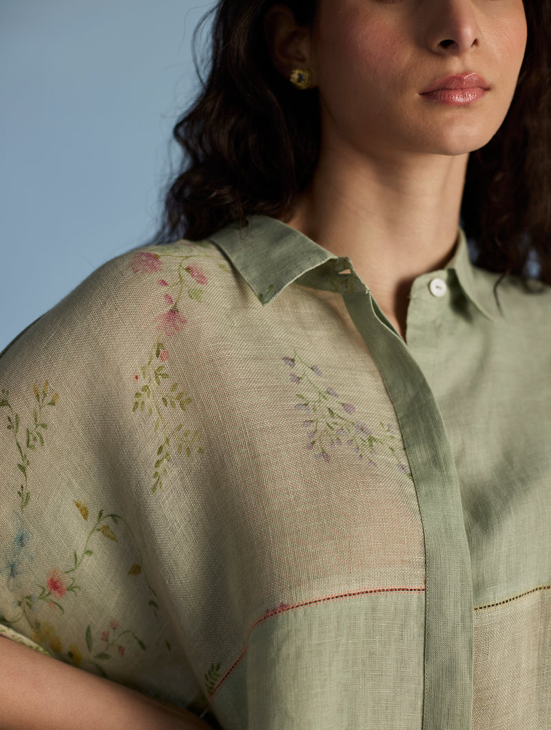 Osho Patchwork Kaftan Shirt - Mint