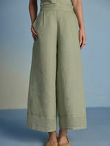 Ishi Boat-Neck Linen Co-ord Set  - Mint