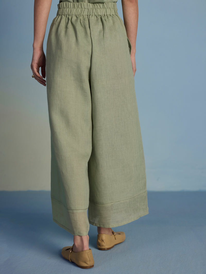 Ishi Boat-Neck Linen Co-ord Set  - Mint