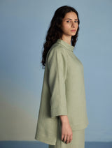 Ishi Boat-Neck Linen Top - Mint