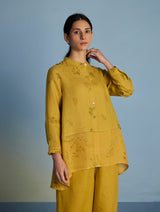 Leina A- Line Linen Co-ord Set - Ochre