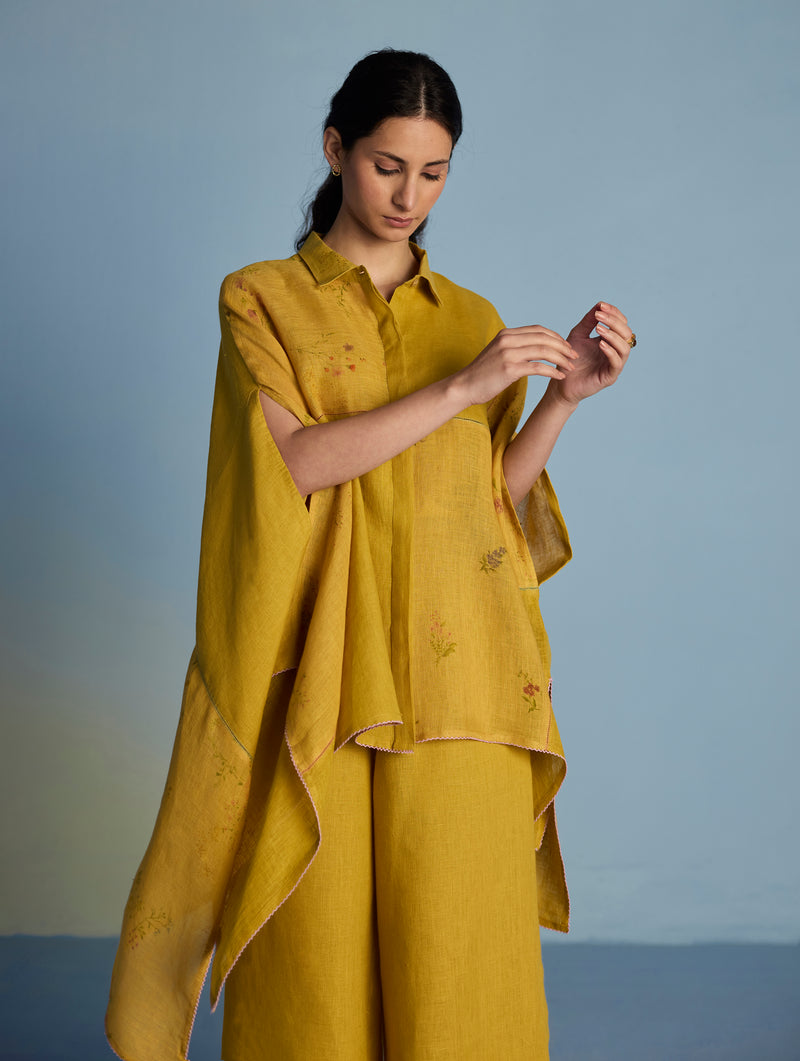 Osho Patchwork Kaftan Shirt - Ochre