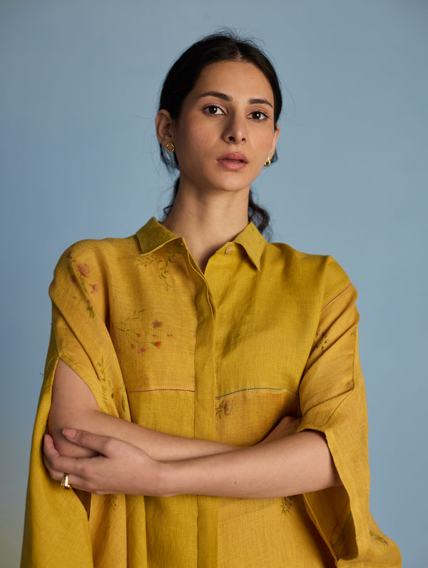 Osho Patchwork Kaftan Shirt - Ochre