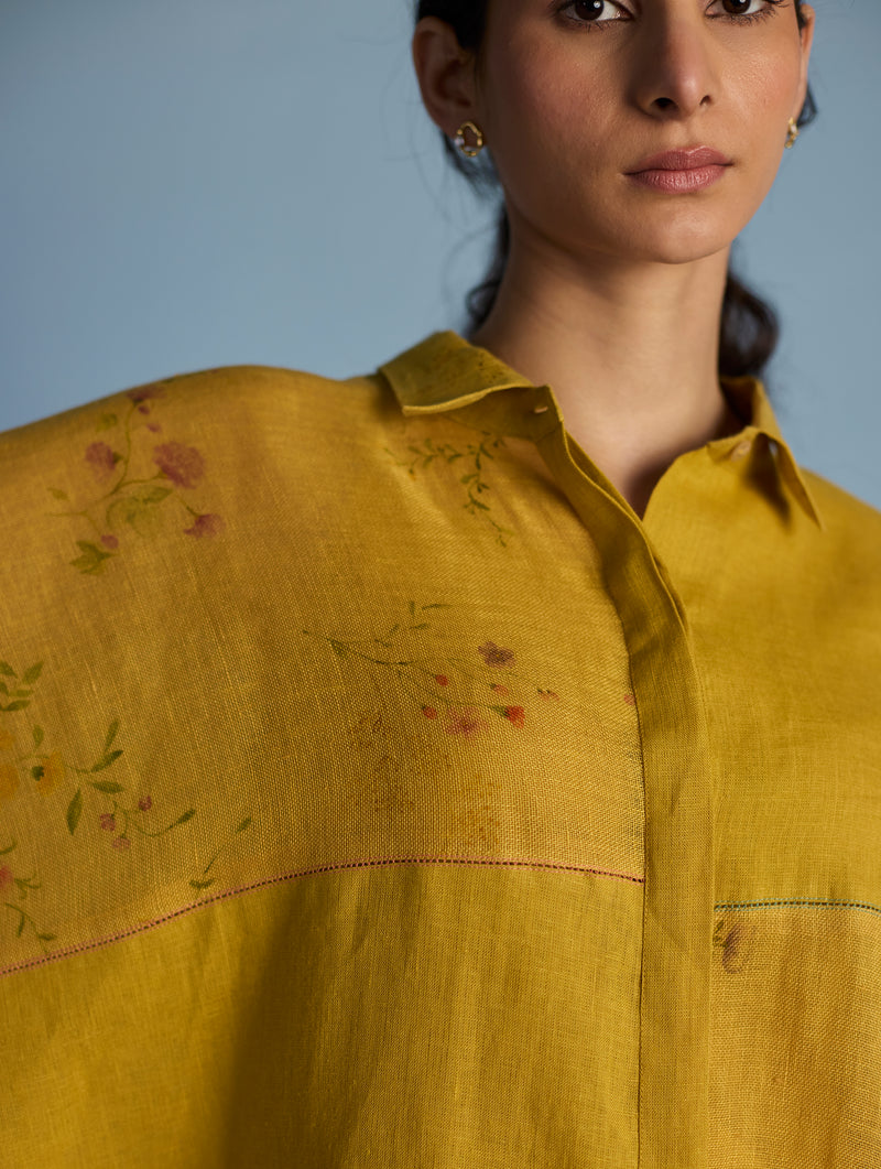 Osho Patchwork Kaftan Shirt - Ochre