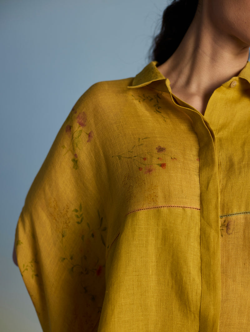 Osho Patchwork Kaftan Shirt - Ochre