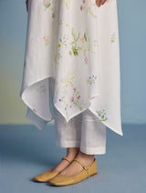 Inoya Shirt Kurta with Handkerchief Hem - White