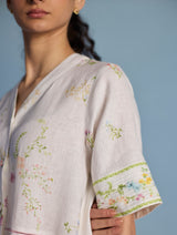 Inoya Shirt Kurta with Handkerchief Hem - White