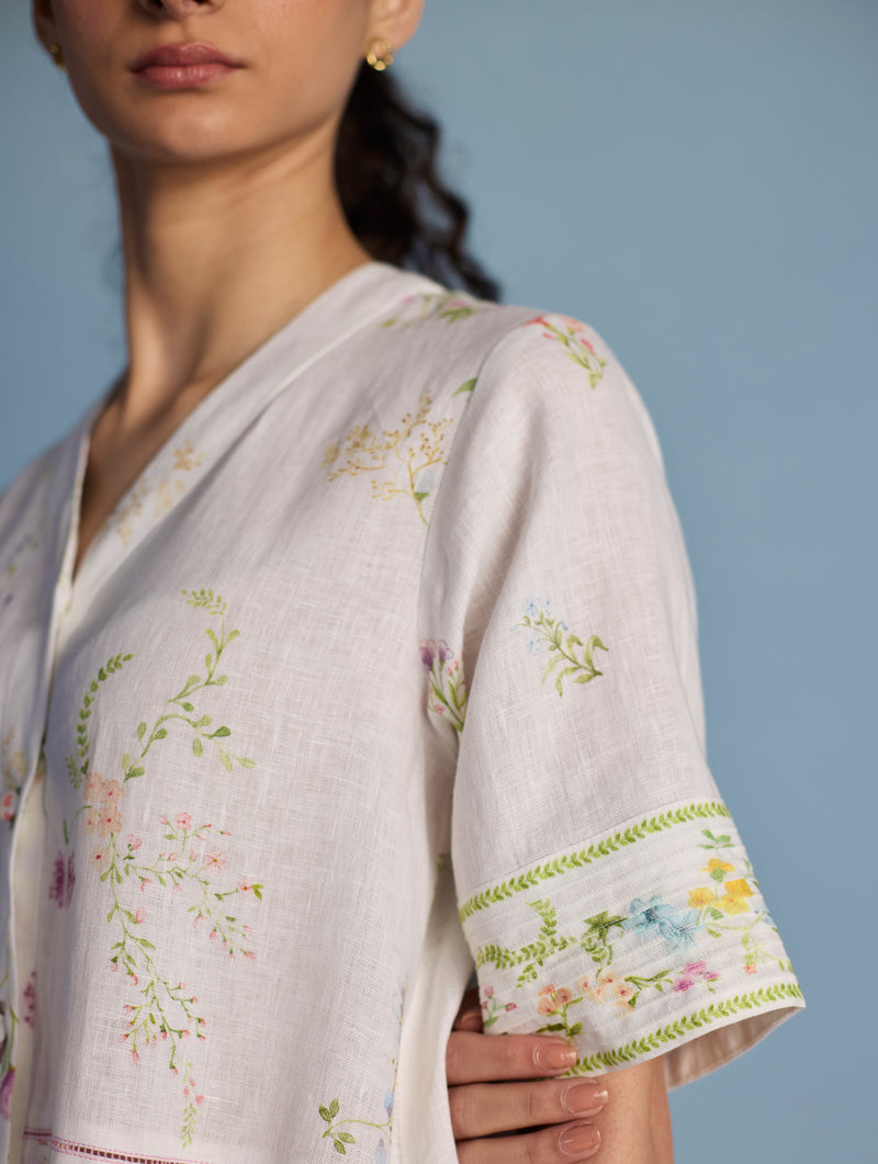 Inoya Shirt Kurta with Handkerchief Hem - White