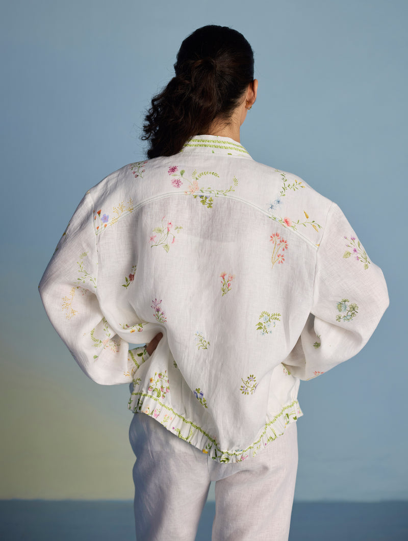 Kayu Floral Printed Bomber Jacket - White