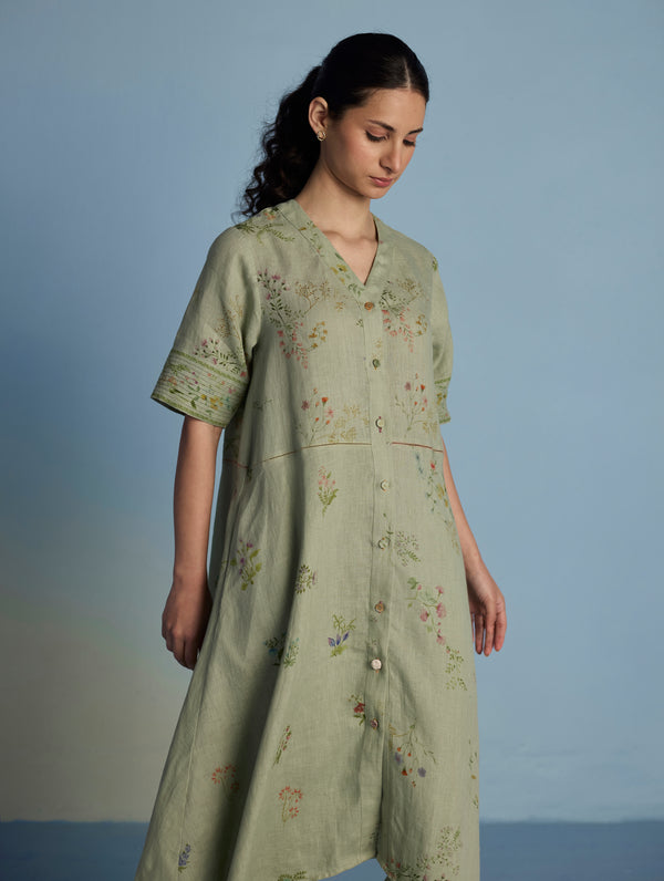 Inoya Shirt Kurta with Handkerchief Hem - Mint