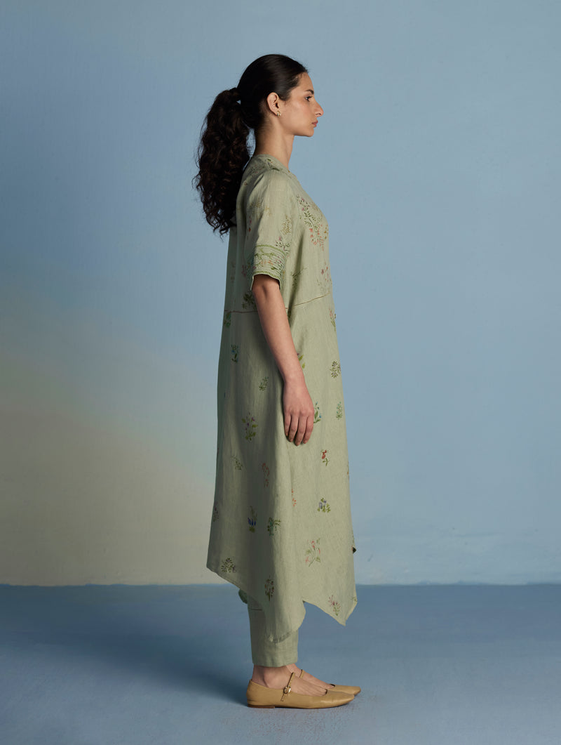 Inoya Shirt Kurta with Handkerchief Hem - Mint