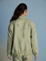 Kayu Floral Printed Bomber Jacket - Mint