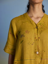 Inoya Shirt Kurta with Handkerchief Hem - Ochre