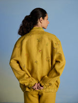 Kayu Floral Printed Bomber Jacket - Ochre