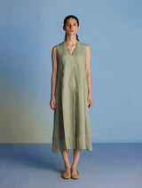 Ita Pleated Linen Dress - Mint