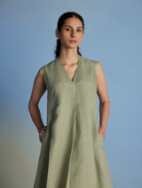 Ita Pleated Linen Dress - Mint