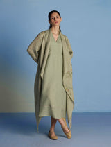 Ita Pleated Linen Dress and Overlay - Mint