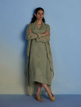 Ita Pleated Linen Dress and Overlay - Mint