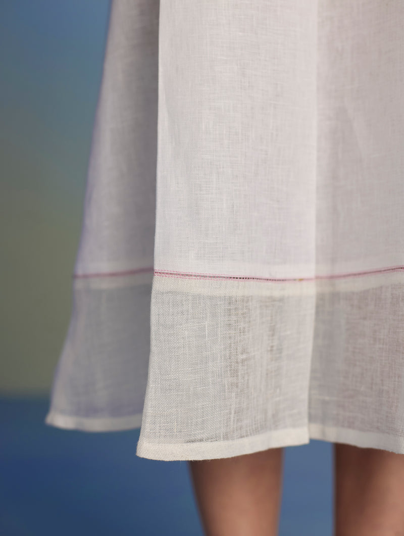 Ita Pleated Linen Dress - White