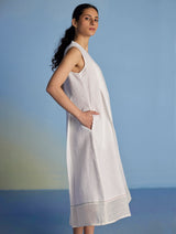 Ita Pleated Linen Dress - White