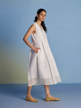 Ita Pleated Linen Dress - White