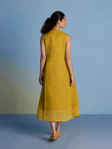 Ita Pleated Linen Dress - Ochre