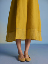 Ita Pleated Linen Dress - Ochre