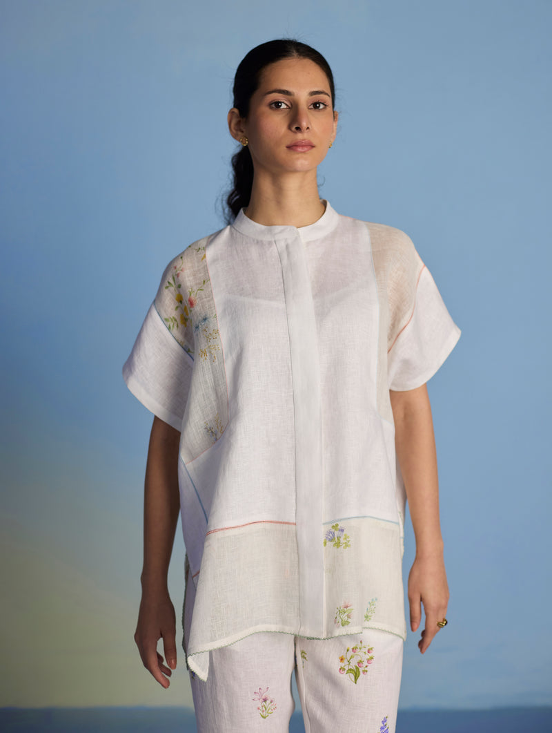 Aboli Patchwork Linen Co-ord Set - White