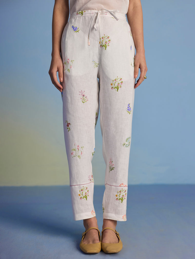 Aboli Patchwork Linen Co-ord Set - White