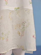 Aneya Patchwork Floral Linen Kurta - White