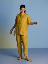 Aboli Patchwork Linen Co-ord Set - Ochre