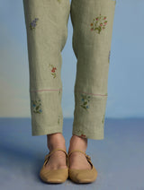 Nama Floral Linen Pant - Mint