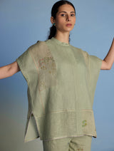 Aboli Patchwork Linen Shirt - Mint