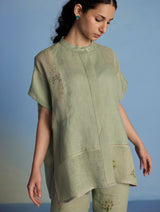 Aboli Patchwork Linen Co-ord Set - Mint