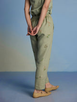 Nama Floral Linen Pant - Mint