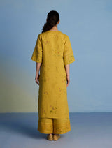 Para Hand-Embroidered Linen Kurta Set  - Ochre