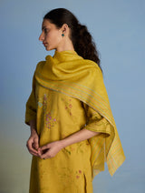 Para Hand-Embroidered Linen Kurta - Ochre