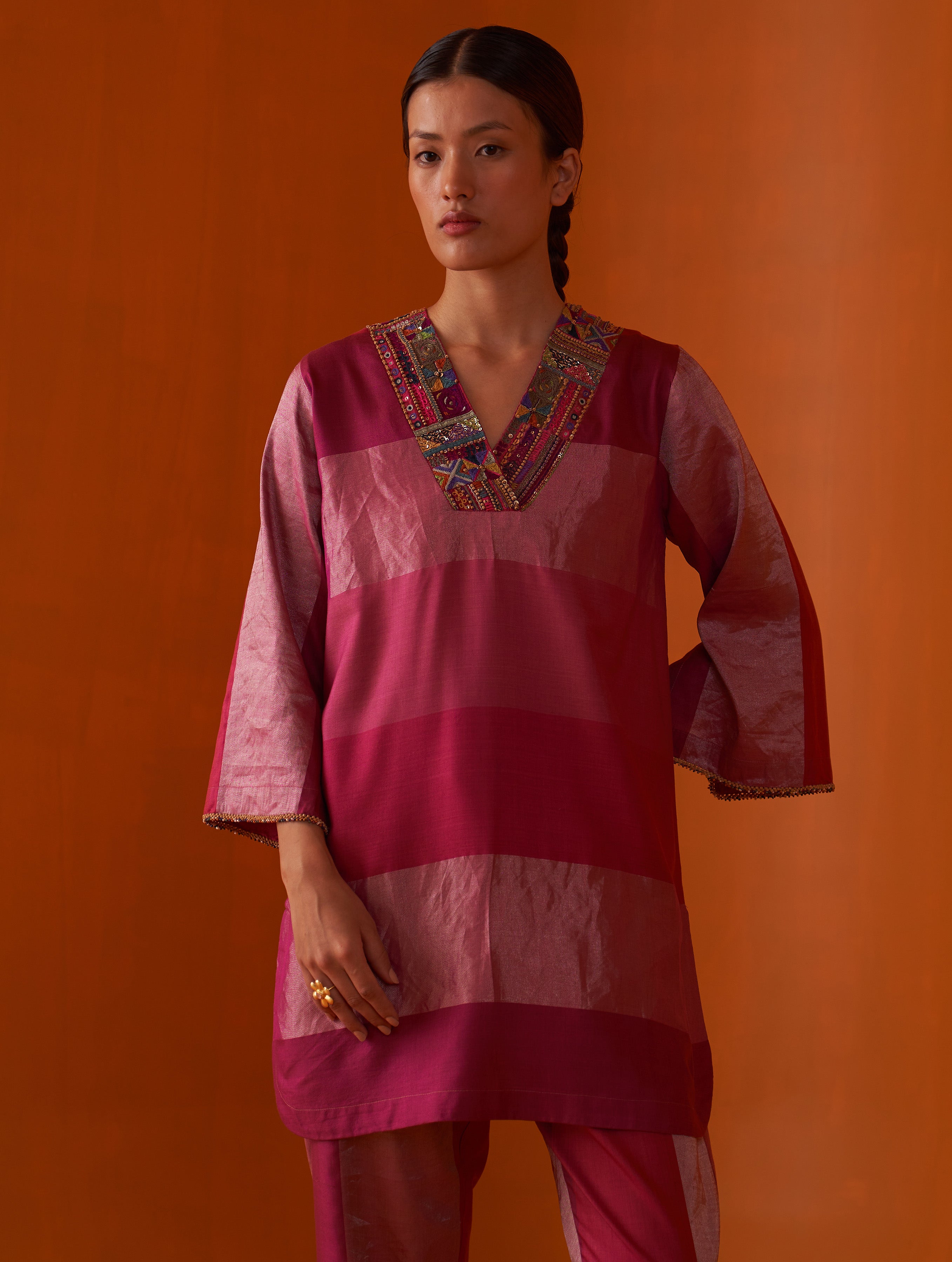 Linen Kurtas For Women | Hand Embroidered Kurta for Women – Manan