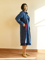 Kayan Jamdani Wool Dress with Jacket - Navy