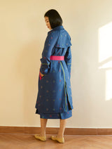 Kayan Jamdani Wool Dress with Jacket - Navy