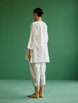 Ennya Hand-Embroidered Metallic Linen Kurta - Ivory