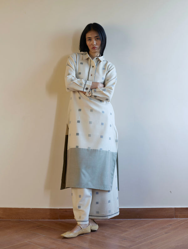 Akia Wool & Silk Kurta Set - Ivory