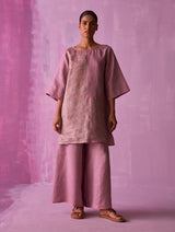 Ahana Metallic Linen Co-ord Set - Lavender