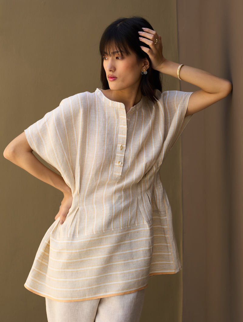 Kia Stripe Linen Co-ord Set - Natural