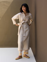 Eben Stripe Border Linen Co-ord Set - Natural