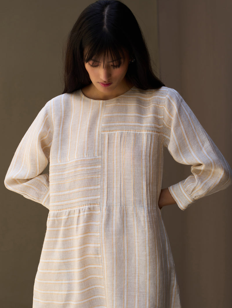 Kwan Striped Linen Dress - Natural
